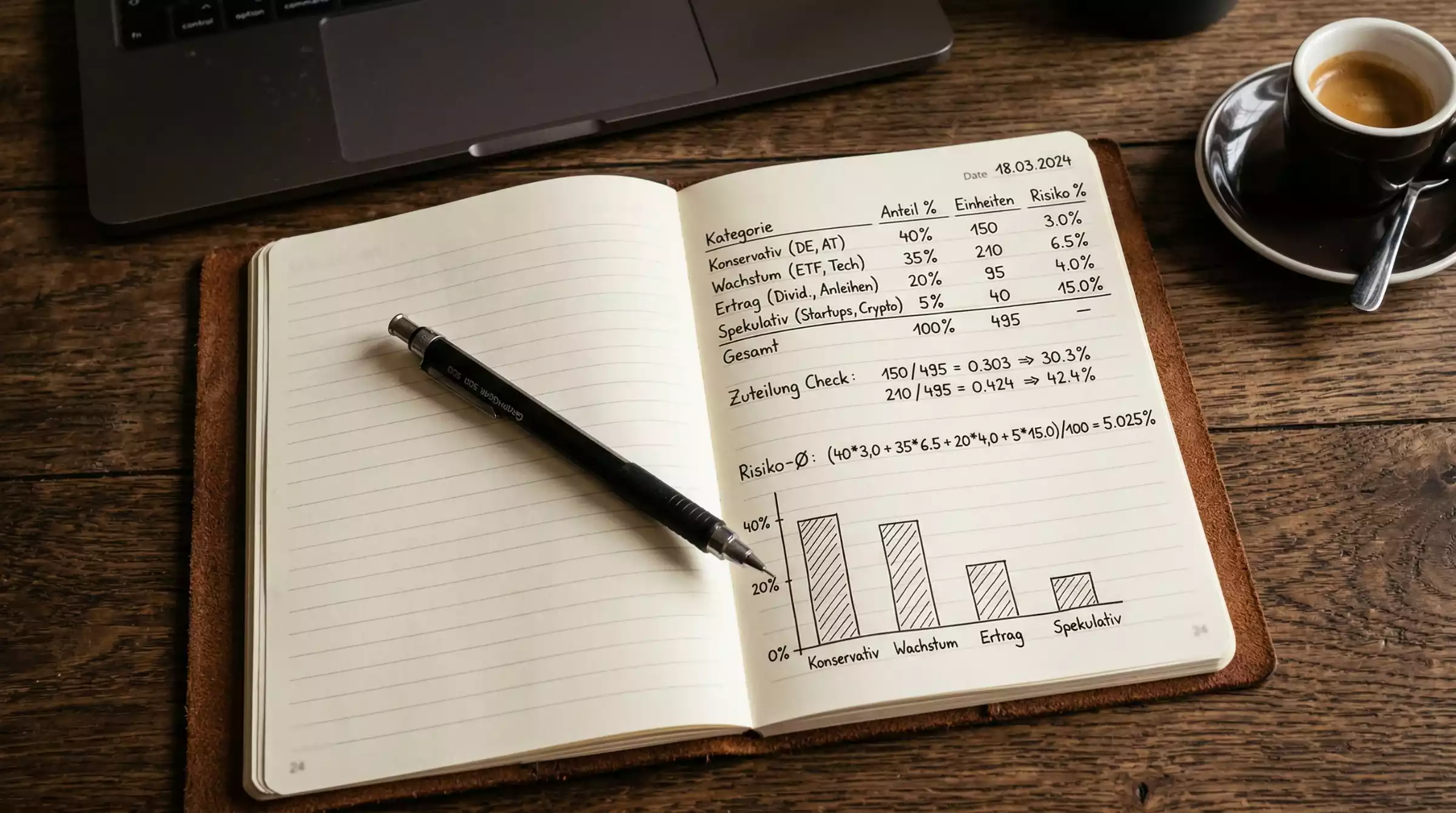 Bankroll Management Boxwetten – Notizbuch mit Einsatzplanung und Stift